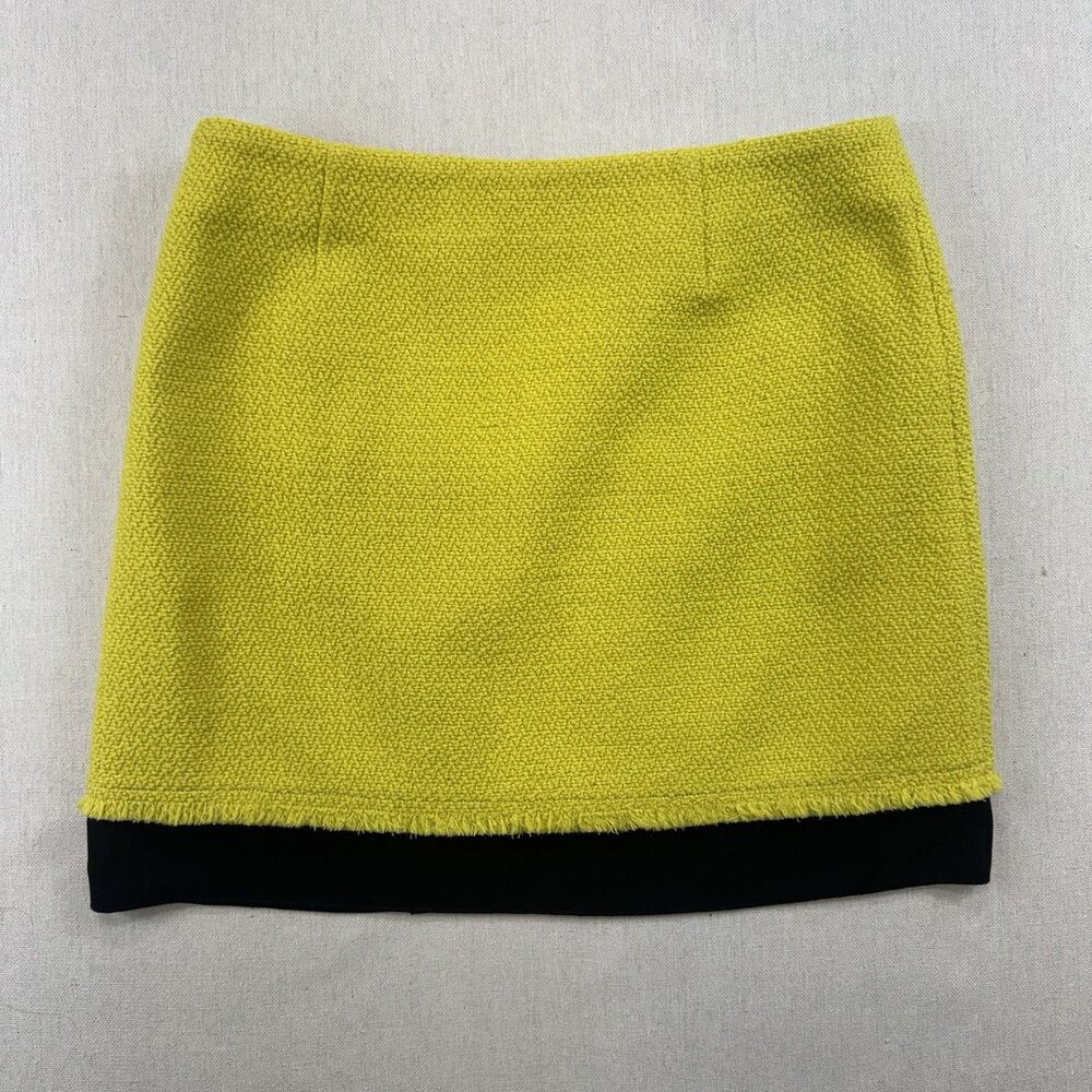 Diane Von Furstenberg Yellow Coated Raffia Elley Mini Skirt Size 6 - Picture 10 of 10